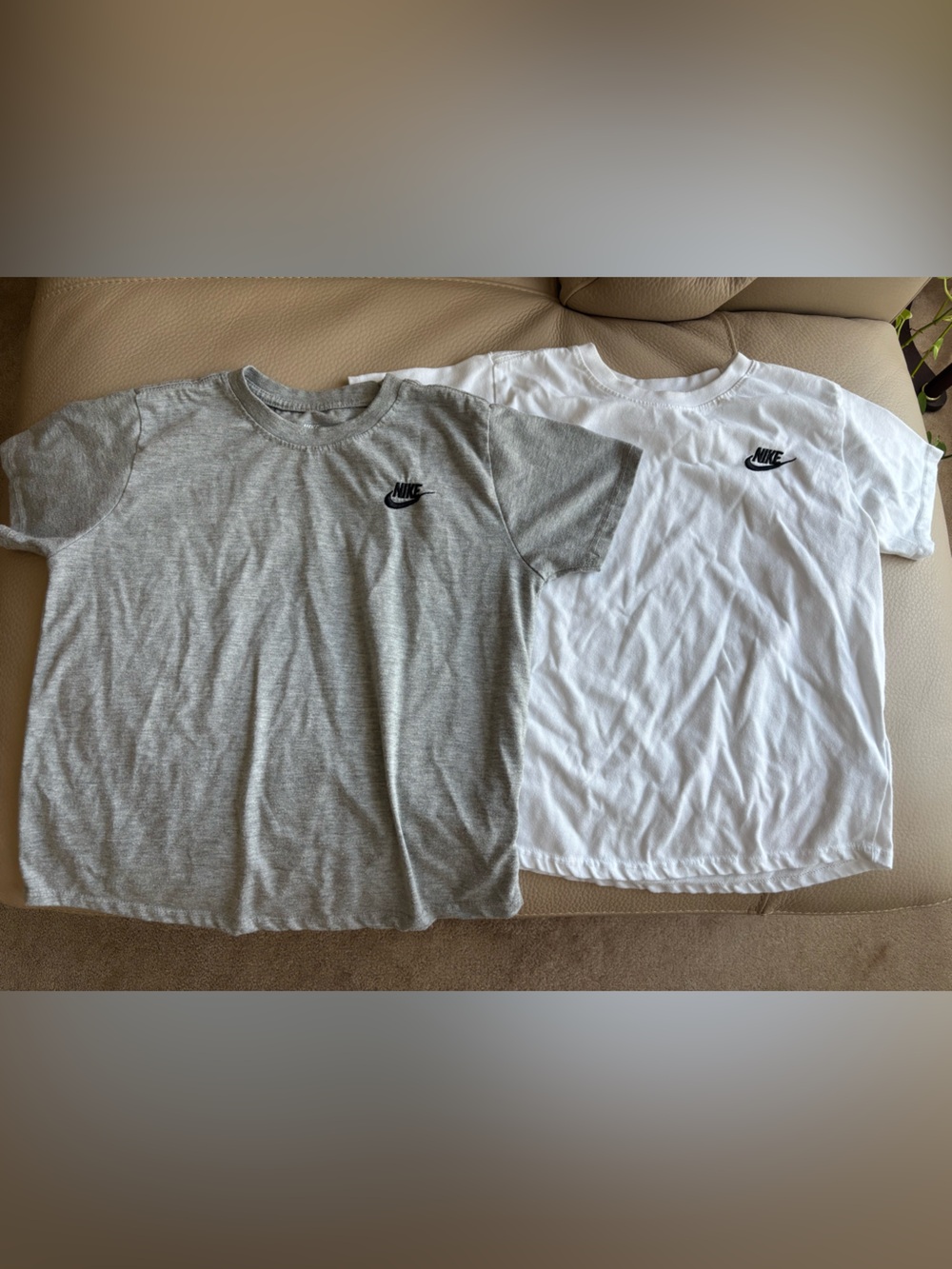 Nike Short-Sleeve Crew Tee in Gray and White